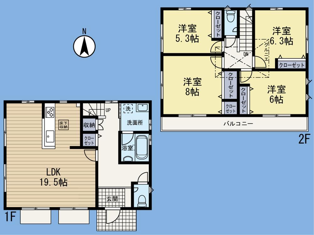 Floor plan. (Building 2), Price 55,800,000 yen, 4LDK, Land area 111.73 sq m , Building area 110.12 sq m
