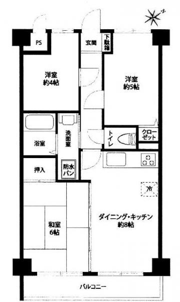 Floor plan. 3DK, Price 15.3 million yen, Occupied area 52.25 sq m , Balcony area 5.75 sq m