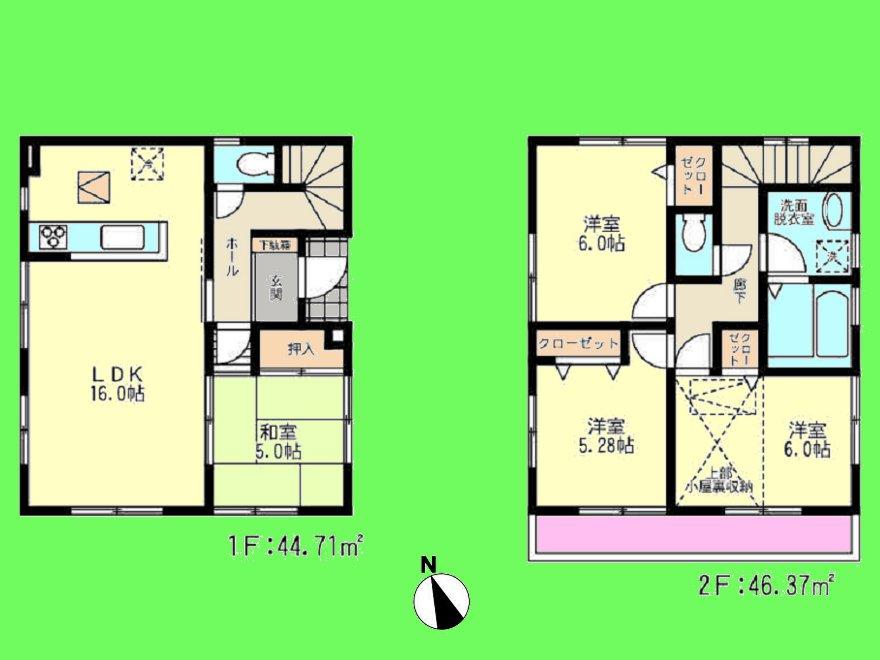 Floor plan. 39,800,000 yen, 3LDK, Land area 85.76 sq m , Building area 91.08 sq m