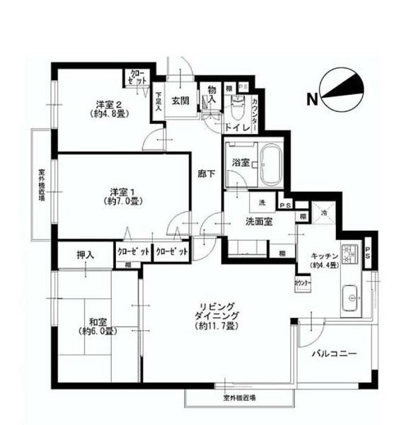 Floor plan. 3LDK, Price 26,900,000 yen, Occupied area 77.75 sq m , Balcony area 5 sq m