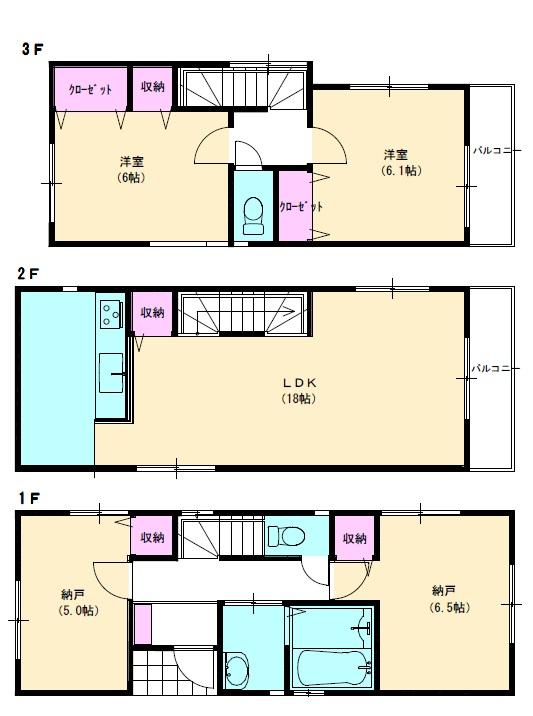 Floor plan. (4 Building), Price 31,800,000 yen, 2LDK+2S, Land area 79.48 sq m , Building area 97.09 sq m