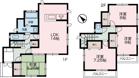 Floor plan. Price 49,800,000 yen, 4LDK, Land area 130.38 sq m , Building area 96.87 sq m