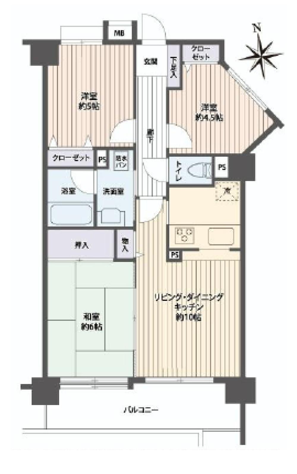 Floor plan. 3LDK, Price 24,980,000 yen, Occupied area 59.31 sq m , Balcony area 8.31 sq m