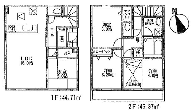 Floor plan. 39,800,000 yen, 4LDK, Land area 85.76 sq m , Building area 91.08 sq m floor plan