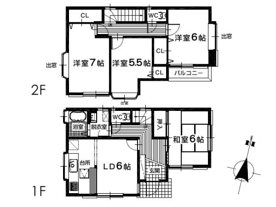 Floor plan. 25,800,000 yen, 4LDK, Land area 108.71 sq m , Building area 85.92 sq m floor plan