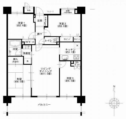 Floor plan. 4LDK, Price 33,400,000 yen, Occupied area 77.49 sq m , Balcony area 14.7 sq m floor plan