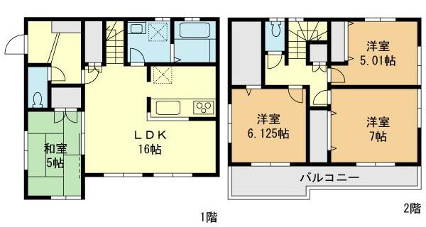Floor plan. (Building 2), Price 32,800,000 yen, 4LDK, Land area 156.95 sq m , Building area 97.09 sq m