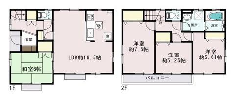 Floor plan. (5 Building), Price 34,800,000 yen, 4LDK, Land area 160.5 sq m , Building area 96.05 sq m