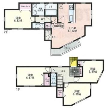 Floor plan. (D Building), Price 33,800,000 yen, 4LDK, Land area 123.27 sq m , Building area 116.61 sq m