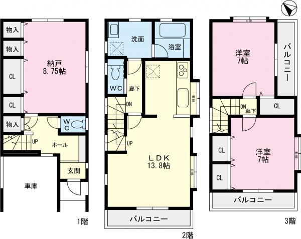 Floor plan. 27,800,000 yen, 2LDK+S, Land area 70.23 sq m , Building area 95.83 sq m
