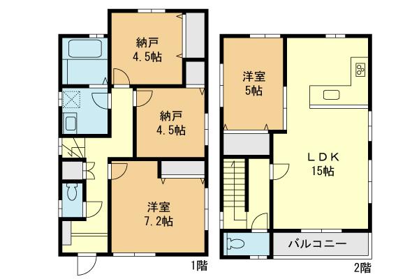 Floor plan. 29,958,000 yen, 2LDK + 2S (storeroom), Land area 100.43 sq m , Building area 89.23 sq m building floor plan