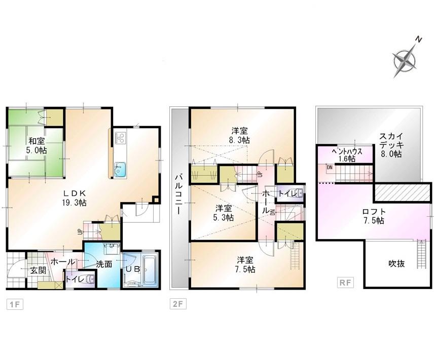 Floor plan. 40,800,000 yen, 3LDK, Land area 151.55 sq m , Building area 105.56 sq m