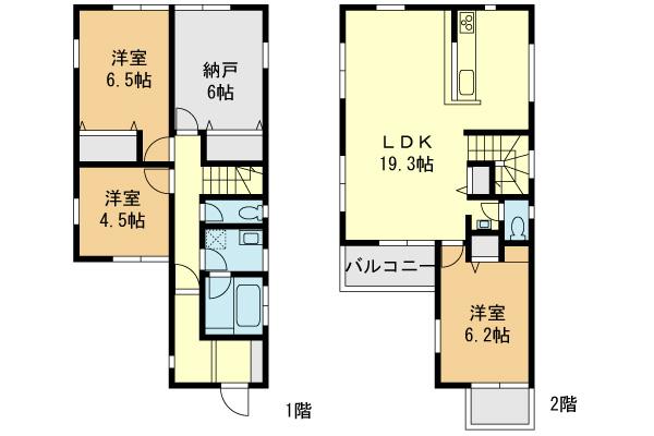 Floor plan. (E Building), Price 37,162,000 yen, 3LDK+S, Land area 92 sq m , Building area 98.12 sq m