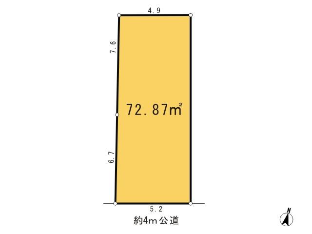 Compartment figure. Land price 30,800,000 yen, Land area 72.87 sq m