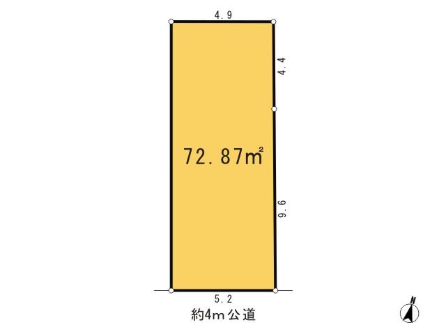 Compartment figure. Land price 30,800,000 yen, Land area 72.87 sq m