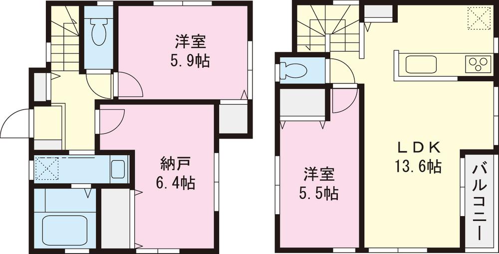 Floor plan. 21,800,000 yen, 2LDK + S (storeroom), Land area 65.65 sq m , Building area 73.51 sq m
