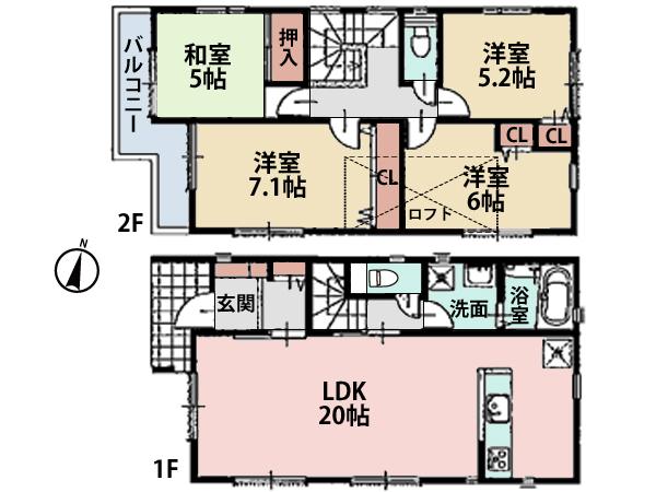 Floor plan. (5 Building), Price 38,960,000 yen, 4LDK, Land area 102.32 sq m , Building area 100.79 sq m