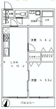 Floor plan. 2LDK, Price 9.8 million yen, Occupied area 48.23 sq m , Balcony area 4.82 sq m south-facing ・ It is a popular corner room