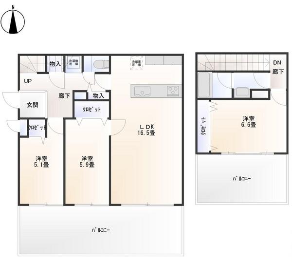 Floor plan. 3LDK, Price 26 million yen, Footprint 85.5 sq m