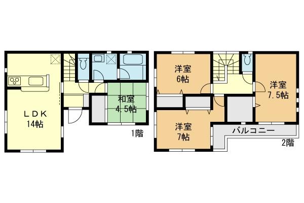 Floor plan. 37,800,000 yen, 4LDK, Land area 123.43 sq m , Building area 92.34 sq m floor plan