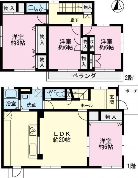 Floor plan. 54,800,000 yen, 4LDK, Land area 215.58 sq m , Building area 118.06 sq m