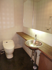Washroom. Stylish wash basin and the washing function with auto toilet