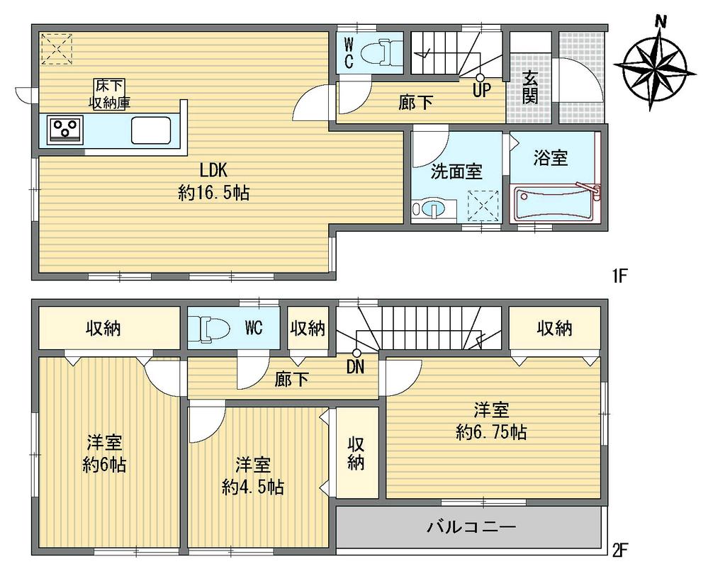 Floor plan. 34,800,000 yen, 3LDK, Land area 90.77 sq m , Building area 84.46 sq m