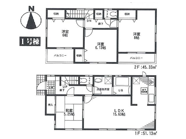 Floor plan. 42,800,000 yen, 4LDK, Land area 110.84 sq m , Building area 94.46 sq m 1 Building Floor Plan Happy family 4LDK South balcony
