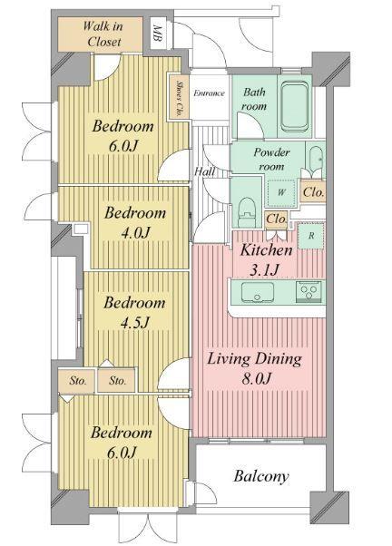 Floor plan. 4LDK, Price 28.8 million yen, Occupied area 70.38 sq m , Balcony area 7.4 sq m