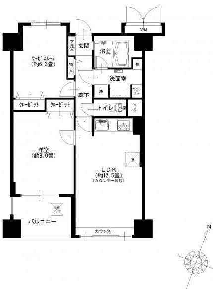 Floor plan. 2LDK, Price 28,900,000 yen, Footprint 60.2 sq m , Balcony area 6 sq m