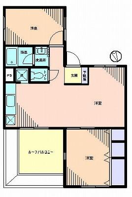 Floor plan. 2LDK, Price 12.8 million yen, Footprint 51.3 sq m