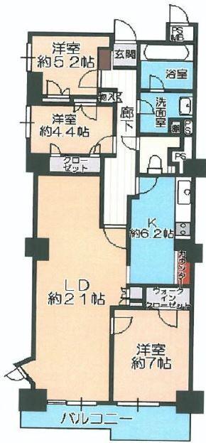 Floor plan. 3LDK, Price 23.5 million yen, Footprint 101.61 sq m , Balcony area 9.05 sq m