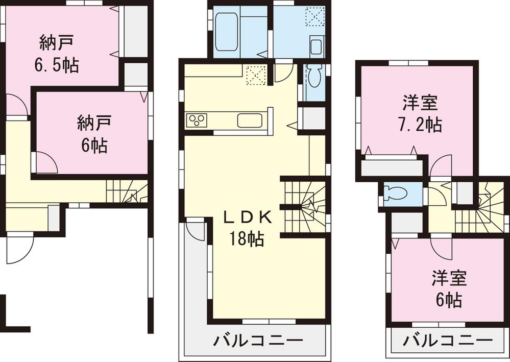 Floor plan. (A Building), Price 35,800,000 yen, 2LDK+2S, Land area 75.96 sq m , Building area 99.42 sq m