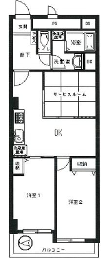 Floor plan. 3LDK, Price 12.9 million yen, Occupied area 56.78 sq m , Balcony area 2.38 sq m