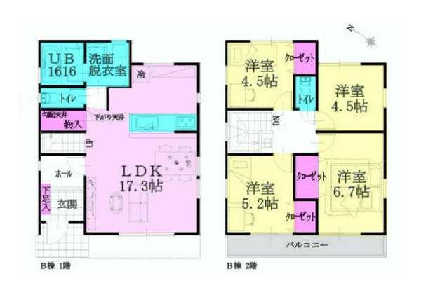 Floor plan. 38,958,000 yen, 4LDK, Land area 94 sq m , Building area 92.73 sq m