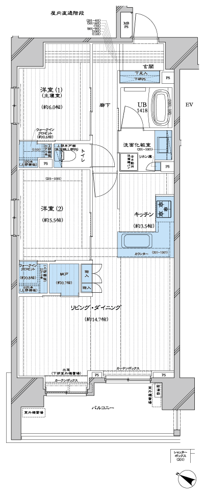 Floor: 2LD ・ K + N + 2WIC, occupied area: 67.83 sq m