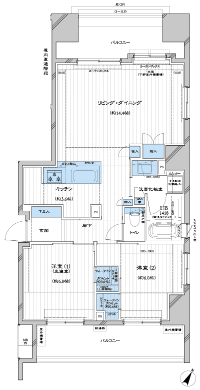 Floor: 2LD ・ K + 2WIC, occupied area: 65.55 sq m