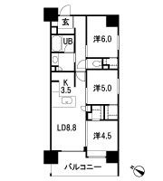 Floor: 3LD ・ K + 3WIC (11 floor only) / 2LD ・ K + S + 3WIC, occupied area: 64.41 sq m