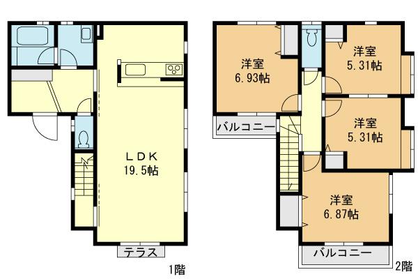 Floor plan. (Building 2), Price 35,800,000 yen, 4LDK, Land area 111.18 sq m , Building area 100.39 sq m