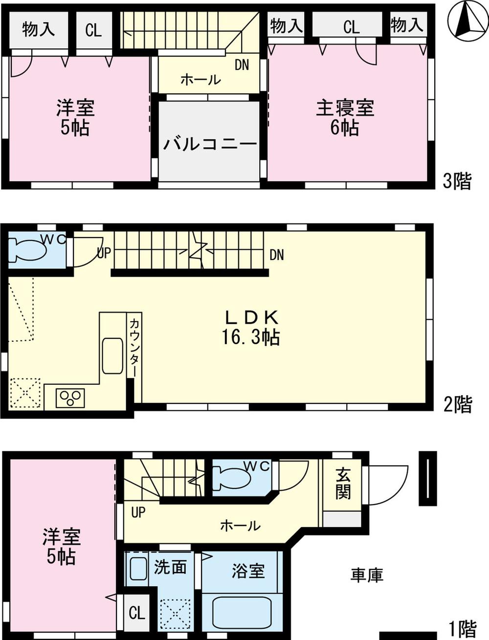 Floor plan. (C Building), Price 37,800,000 yen, 3LDK, Land area 53.48 sq m , Building area 88.8 sq m