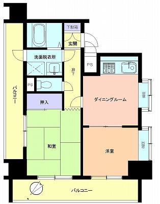 Floor plan. 2DK, Price 16,900,000 yen, Footprint 44.4 sq m , Balcony area 15.55 sq m