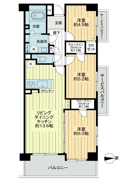 Floor plan. 3LDK, Price 34,900,000 yen, Occupied area 67.51 sq m , Balcony area 8.18 sq m square room ・ All rooms flooring