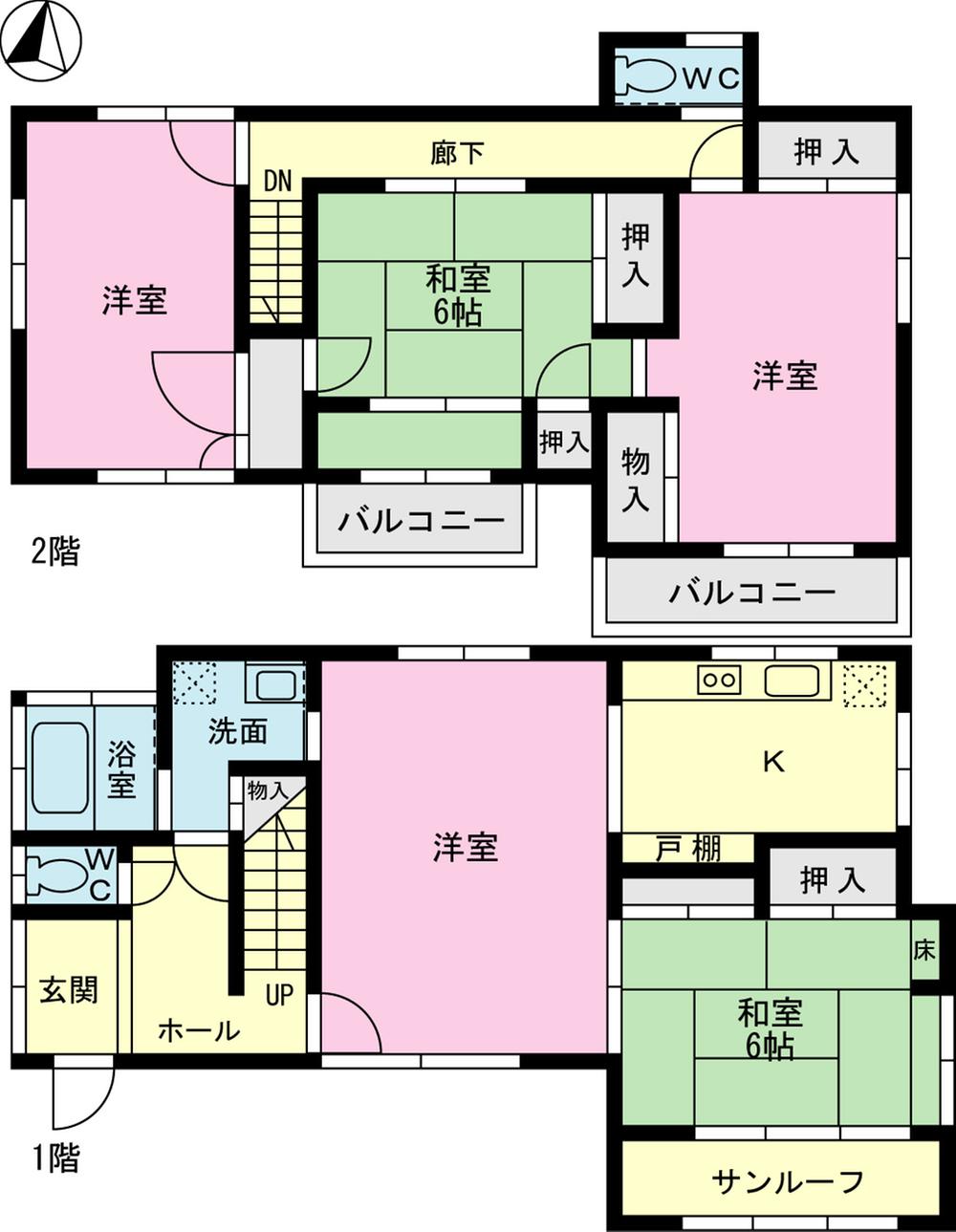 Floor plan. 34,800,000 yen, 4LDK, Land area 155 sq m , Building area 118.99 sq m