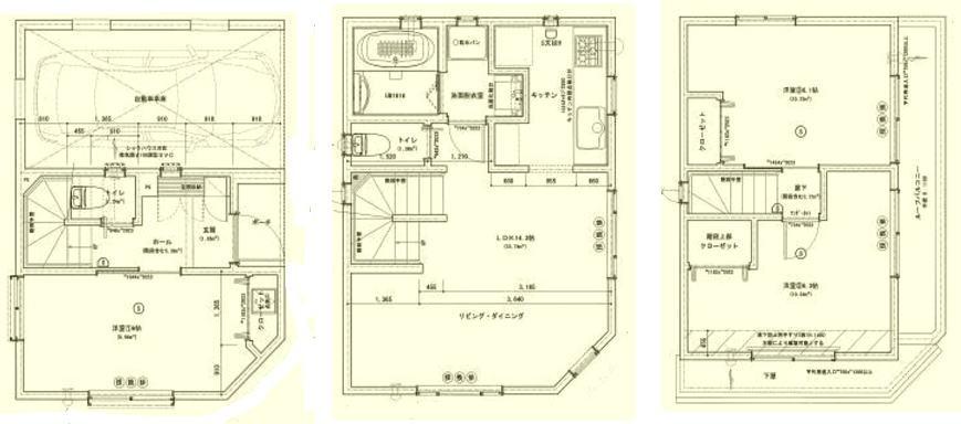 Floor plan. (A Building), Price 34,800,000 yen, 3LDK, Land area 46.26 sq m , Building area 90.98 sq m