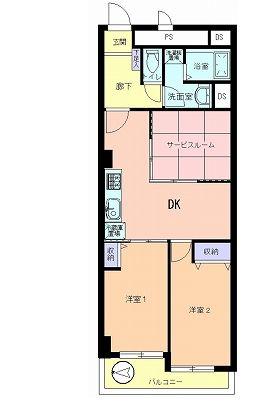 Floor plan. 2DK+S, Price 13.8 million yen, Occupied area 56.78 sq m , Balcony area 2.38 sq m