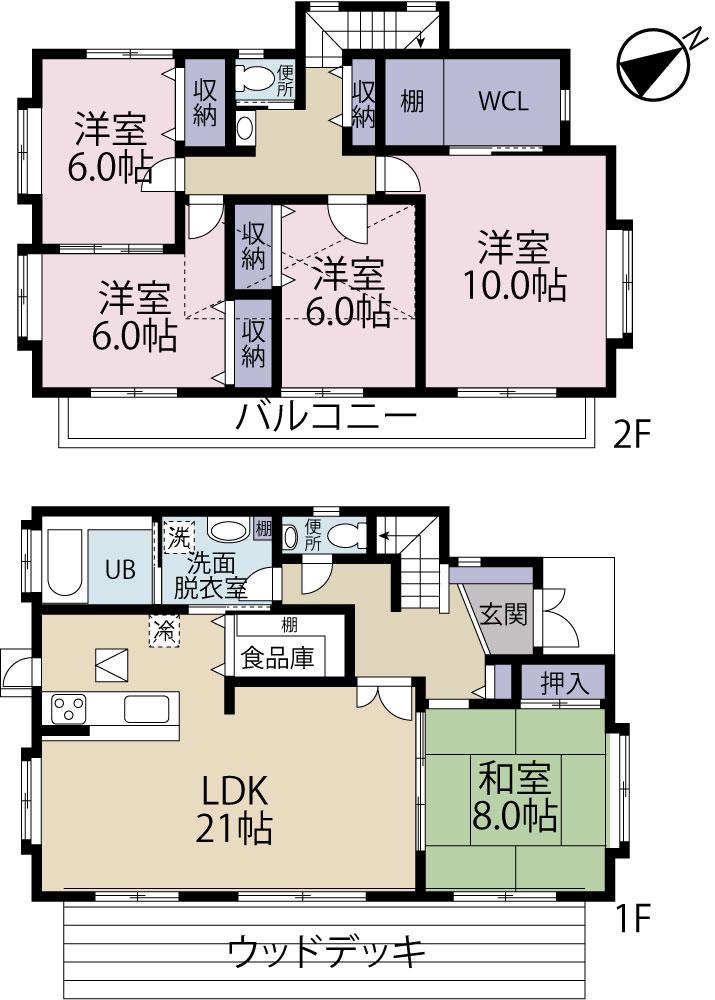 Floor plan. 49,800,000 yen, 5LDK + S (storeroom), Land area 172.05 sq m , It is a building area of ​​144.49 sq m large floor plan. 
