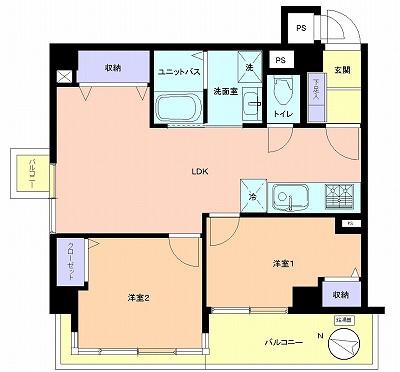 Floor plan. 2LDK, Price 15.8 million yen, Occupied area 50.05 sq m , Balcony area 8.29 sq m