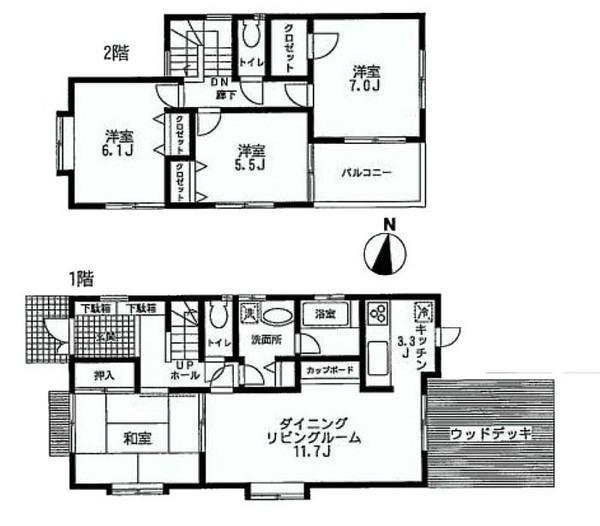 Floor plan. 32,800,000 yen, 4LDK, Land area 173.32 sq m , Building area 97.7 sq m