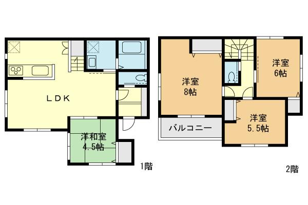 Floor plan. (A Building), Price 38,800,000 yen, 4LDK, Land area 100.41 sq m , Building area 92.61 sq m