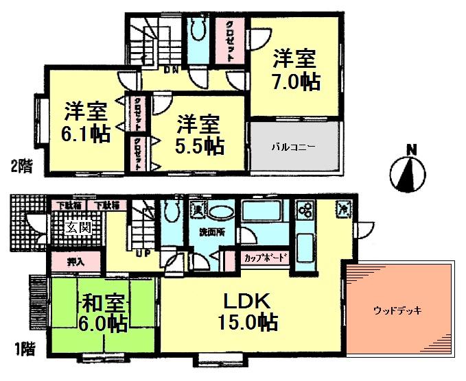 Floor plan. 32,800,000 yen, 4LDK, Land area 173.32 sq m , Building area 97.7 sq m floor plan
